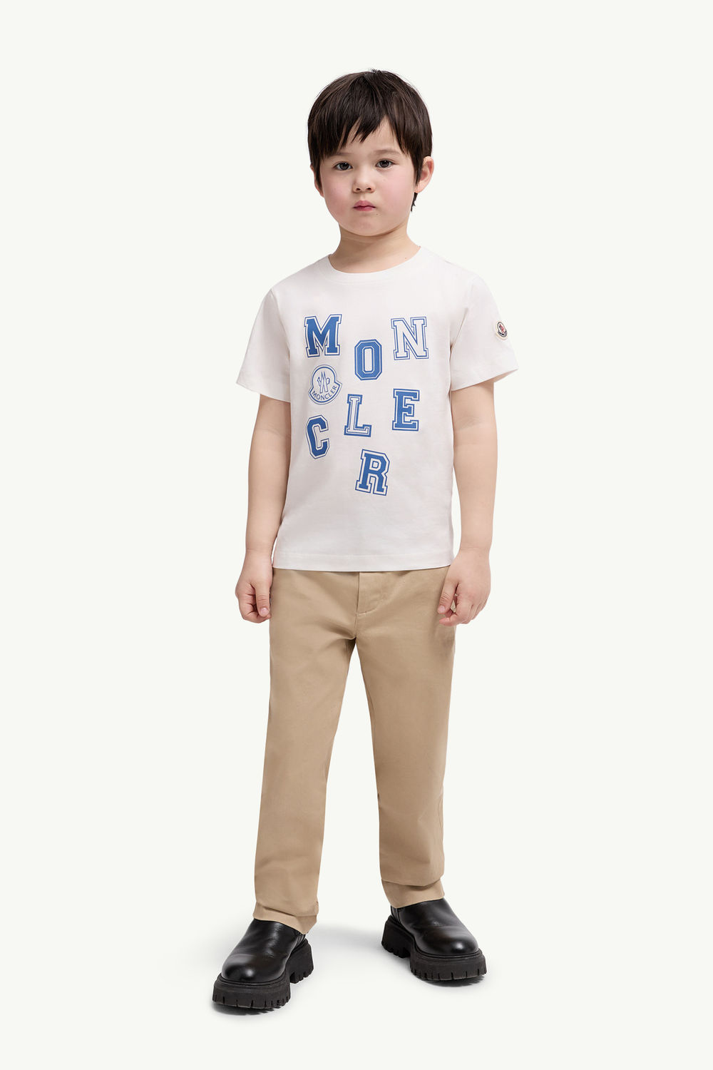 Logo Motif Cotton T-Shirt Boy White Moncler 1