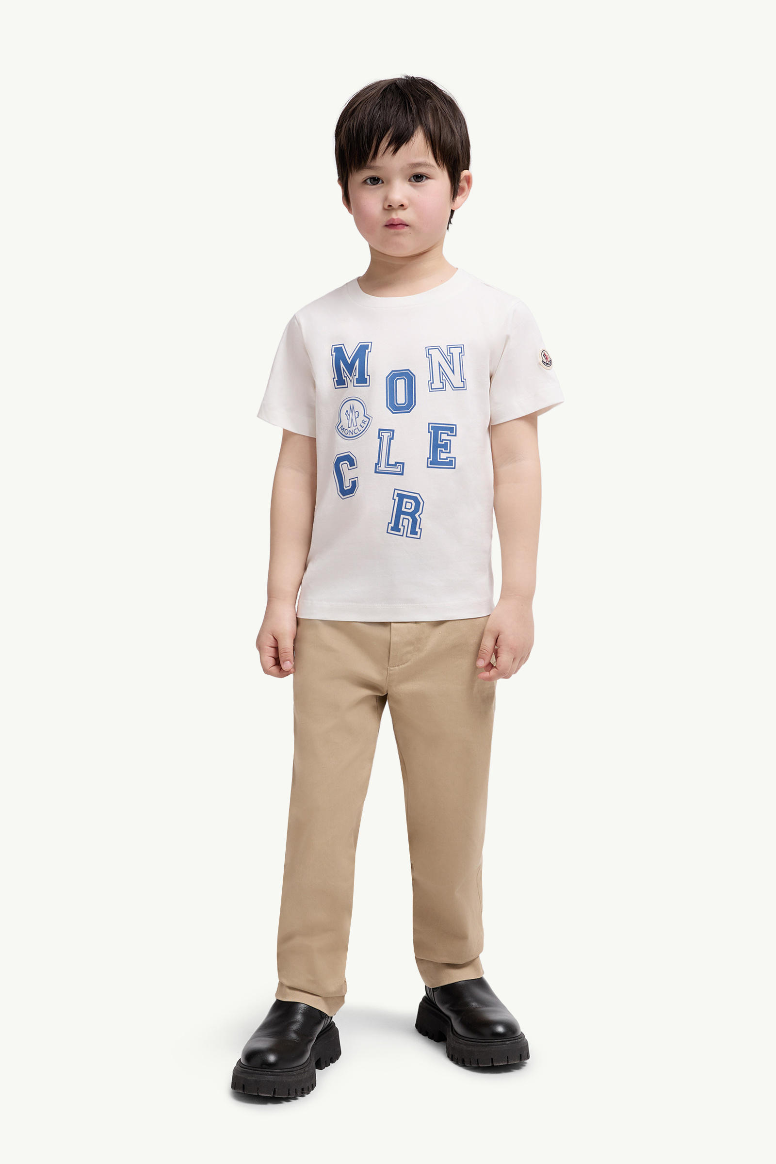 Logo Motif Cotton T-Shirt Boy White Moncler 1