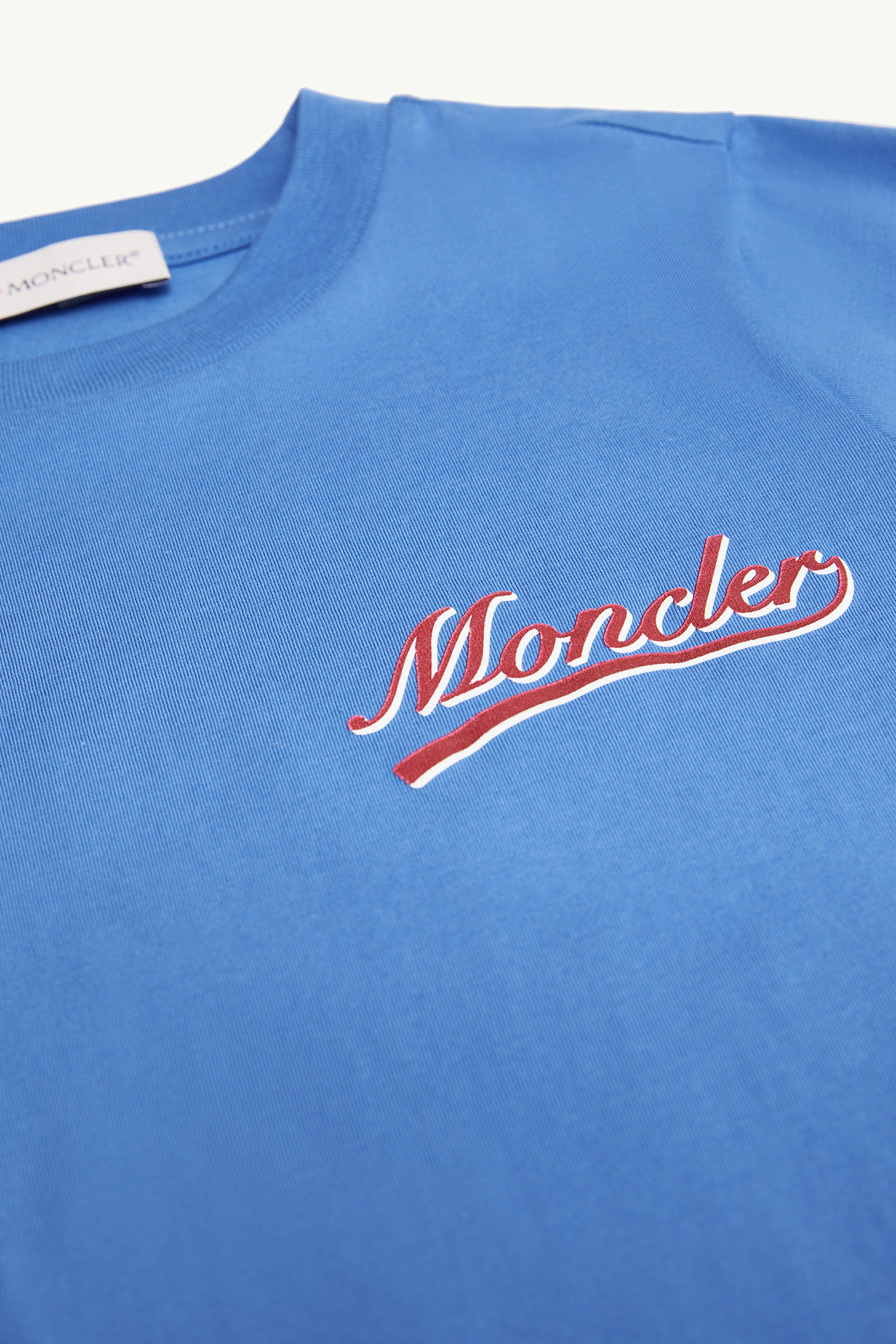 Logo Motif Cotton T-Shirt Boy Light Blue Moncler 1