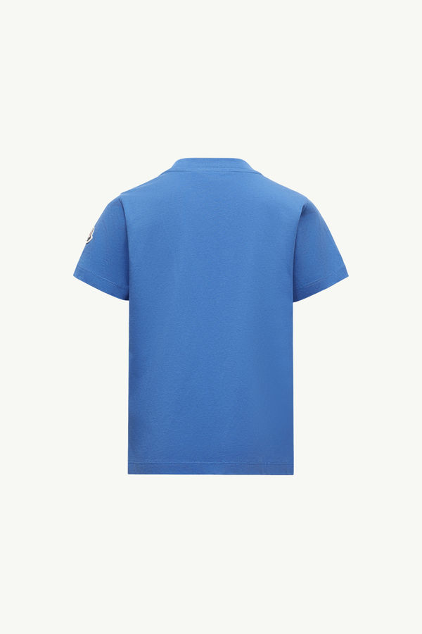 T-shirt en coton à motif logo Garçon Bleu clair Moncler 2