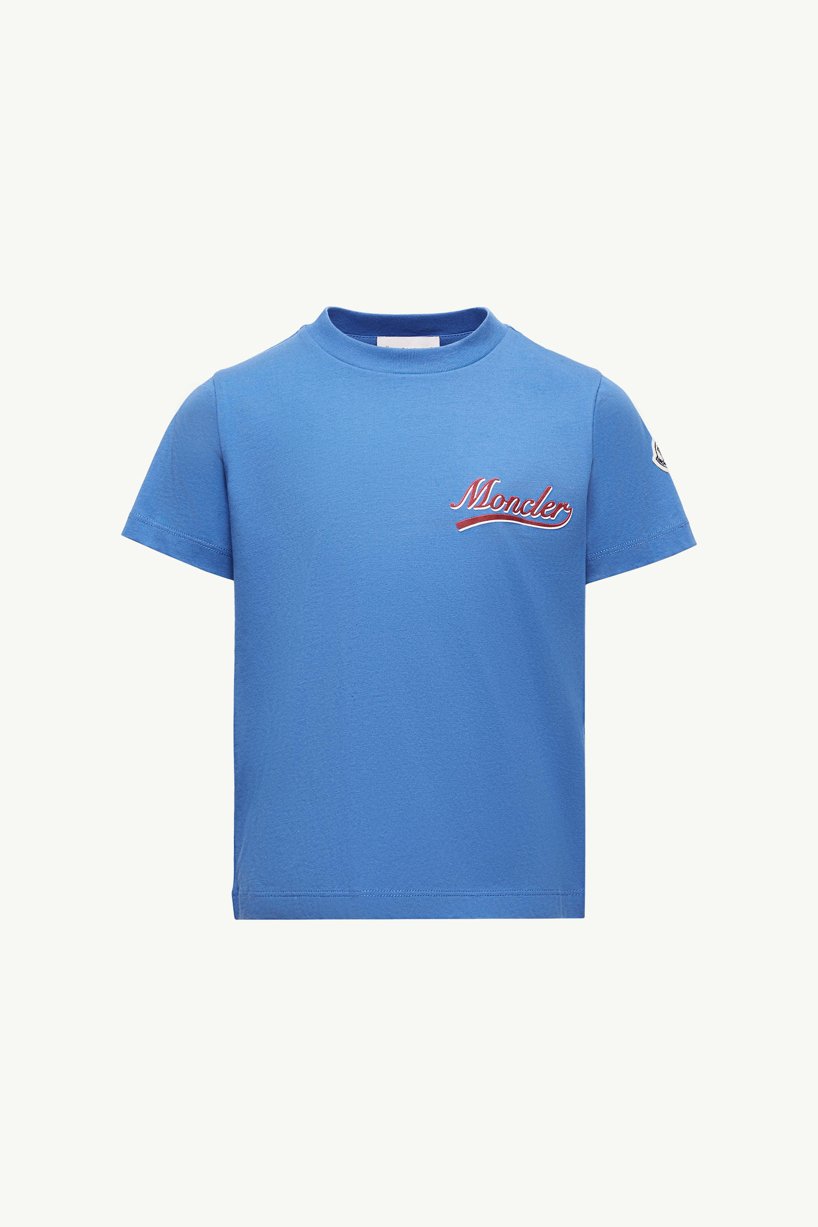 Logo Motif Cotton T-Shirt Boy Light Blue Moncler 0