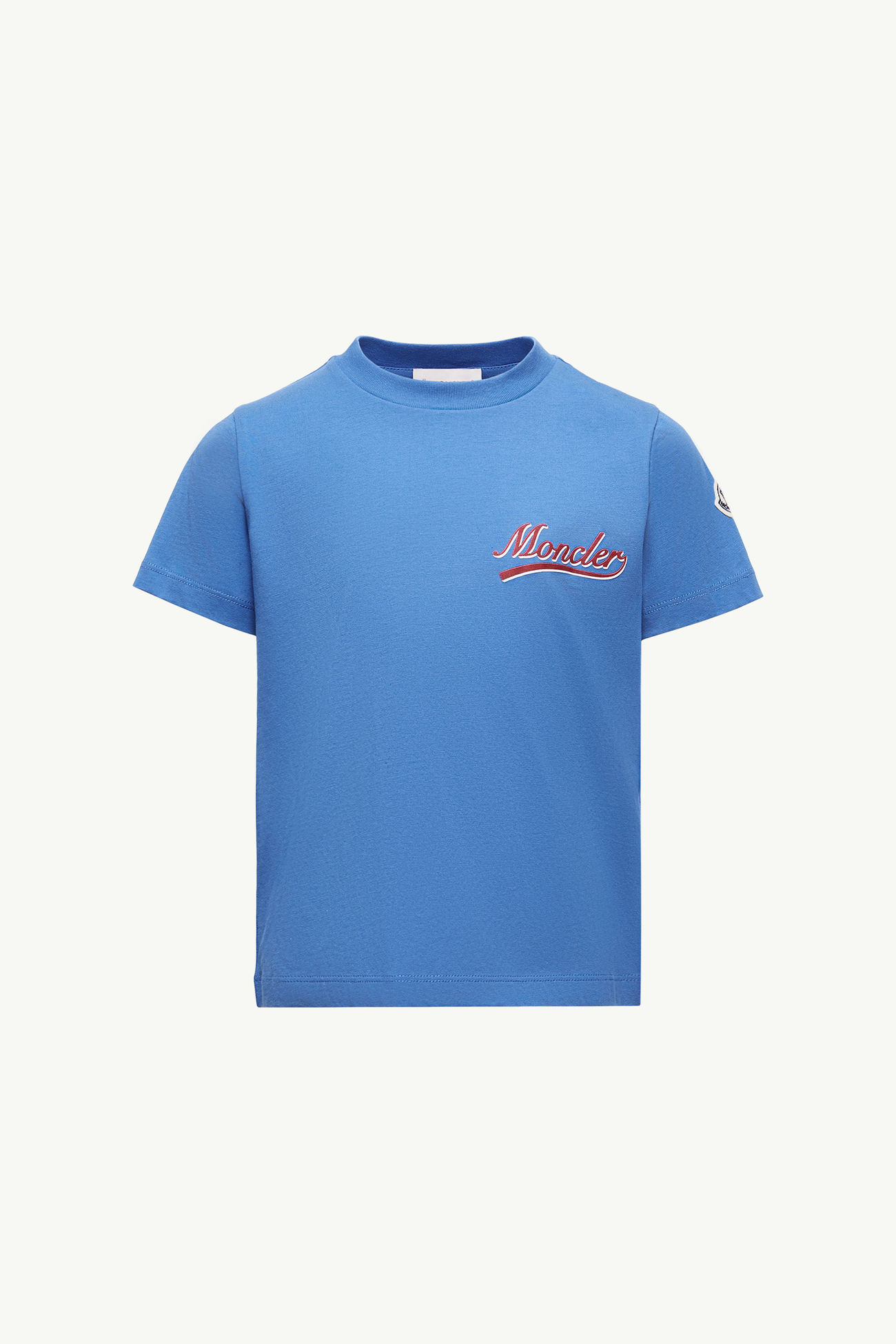 T-Shirt aus Baumwolle mit Logo-Motiv Jungen Hellblau Moncler 0