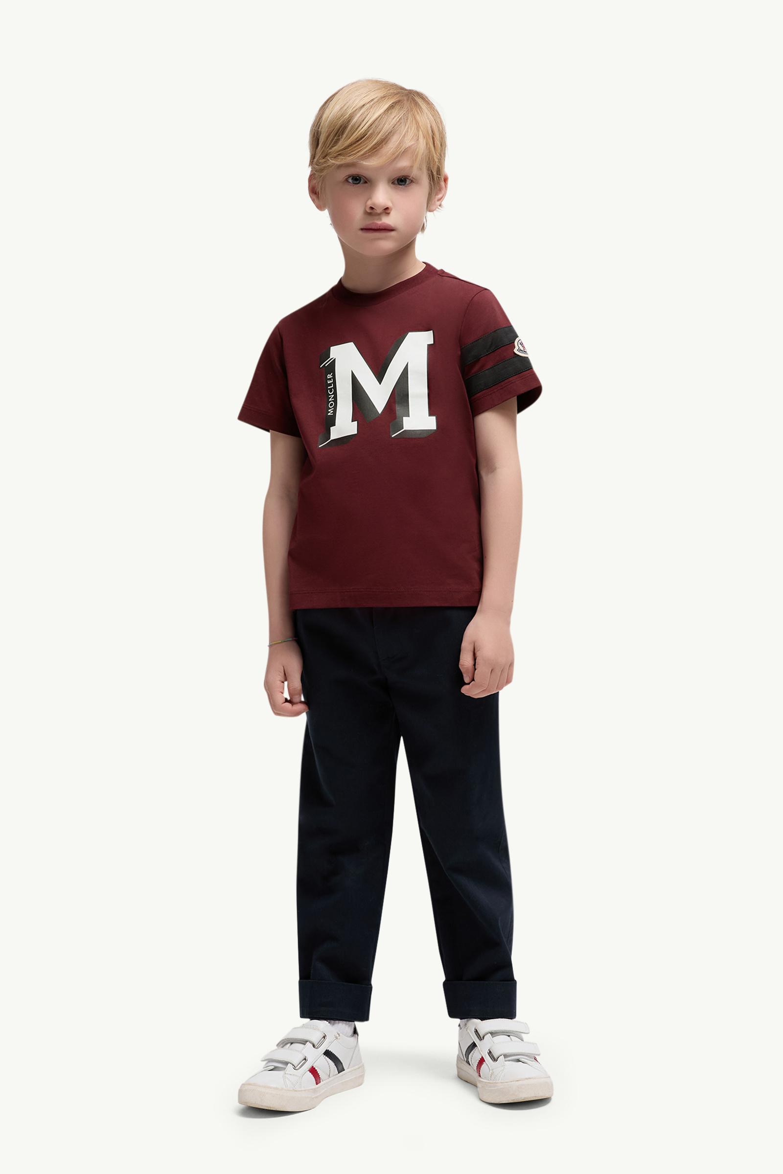 Varsity Monogram Cotton T-Shirt Boy Burgundy Moncler 1