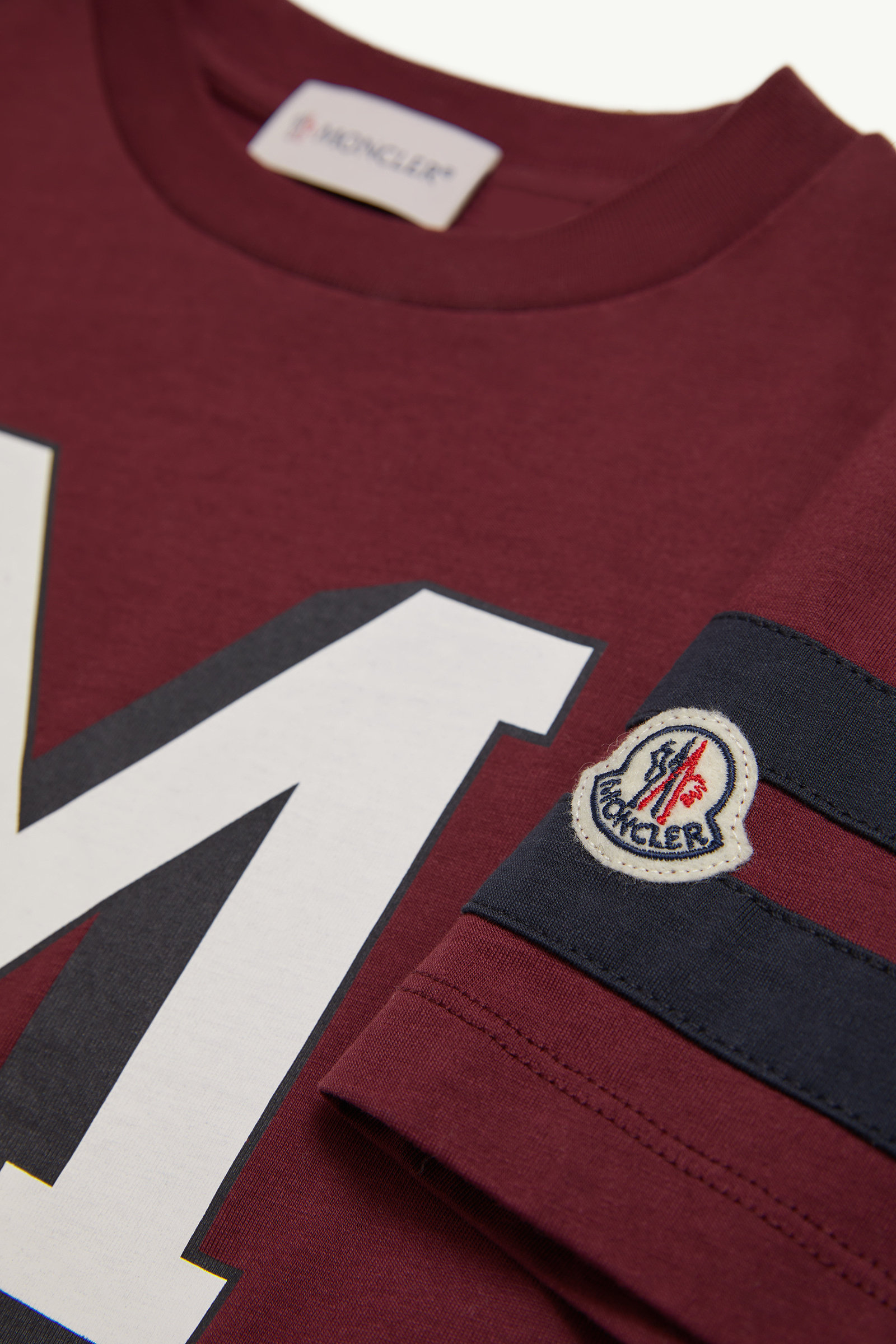 Varsity Monogram Cotton T-Shirt Boy Burgundy Moncler 2
