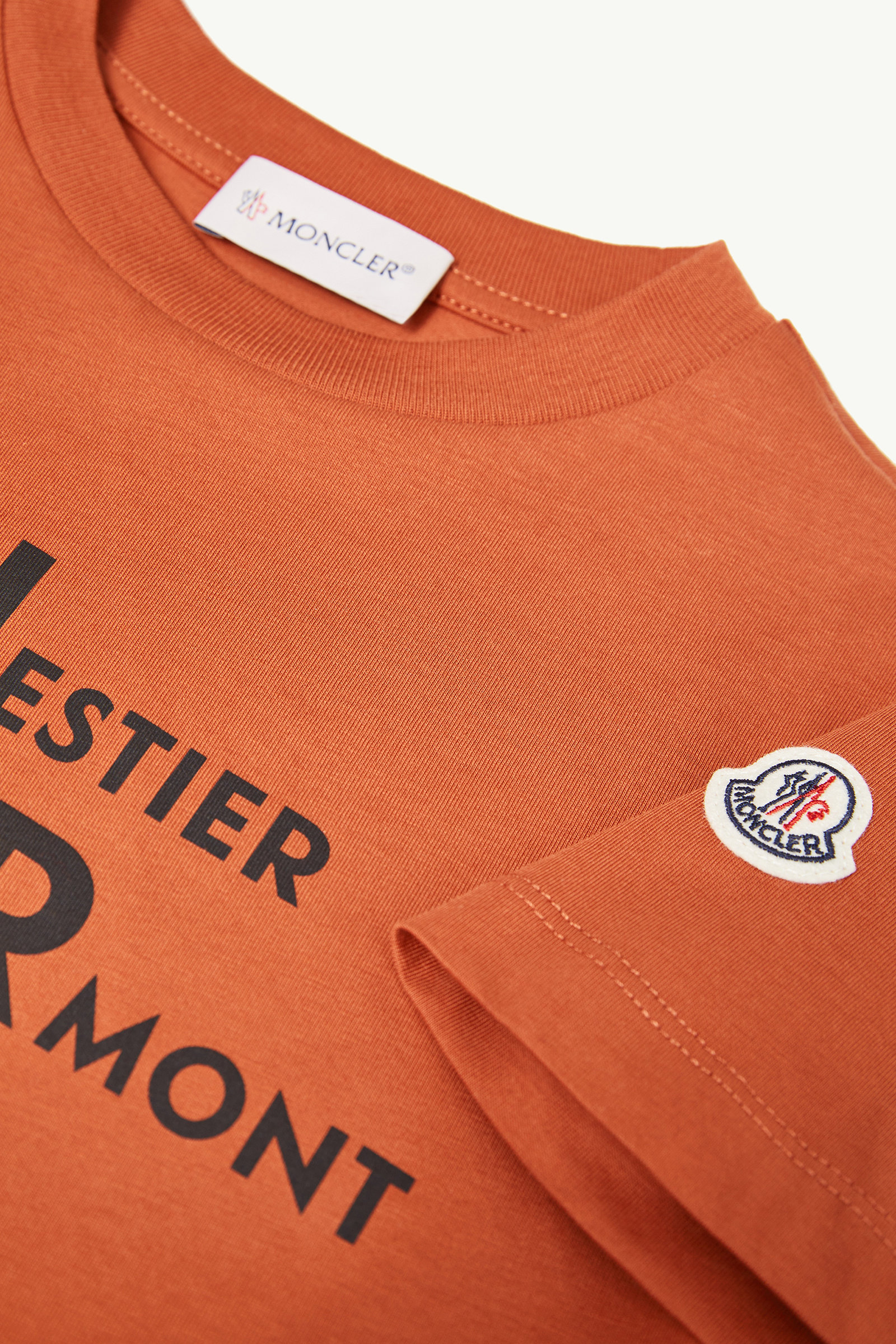 Printed Logo Cotton T-Shirt Boy Dark Orange Moncler 1