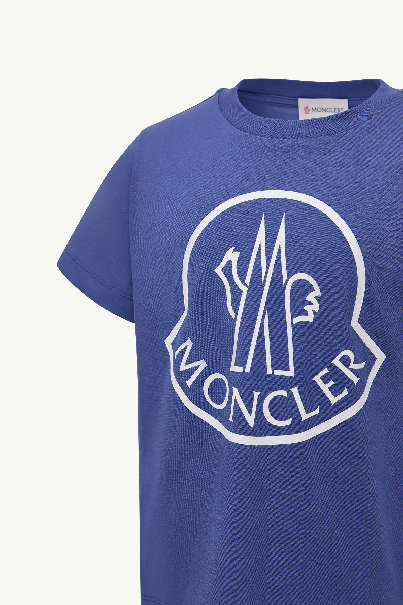Printed Logo Cotton T-Shirt Electric Blue Moncler 1