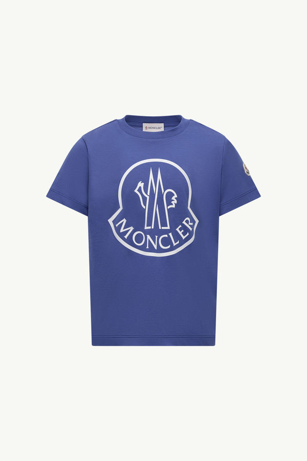 T-Shirt aus Baumwolle mit Logoprint Electric Blue Moncler 0