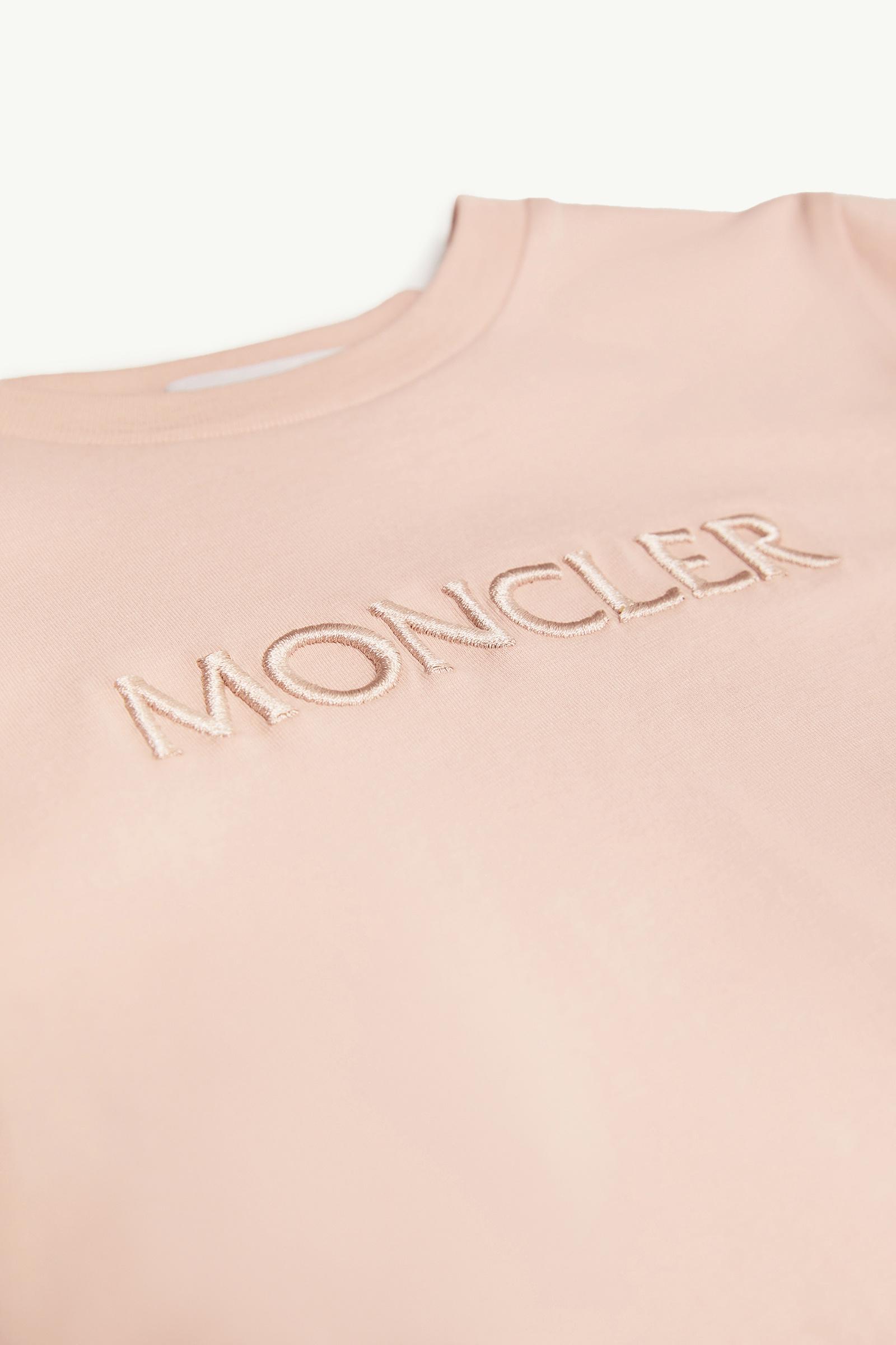 Embroidered Logo Cotton T-Shirt Girl Light Pink Moncler 1