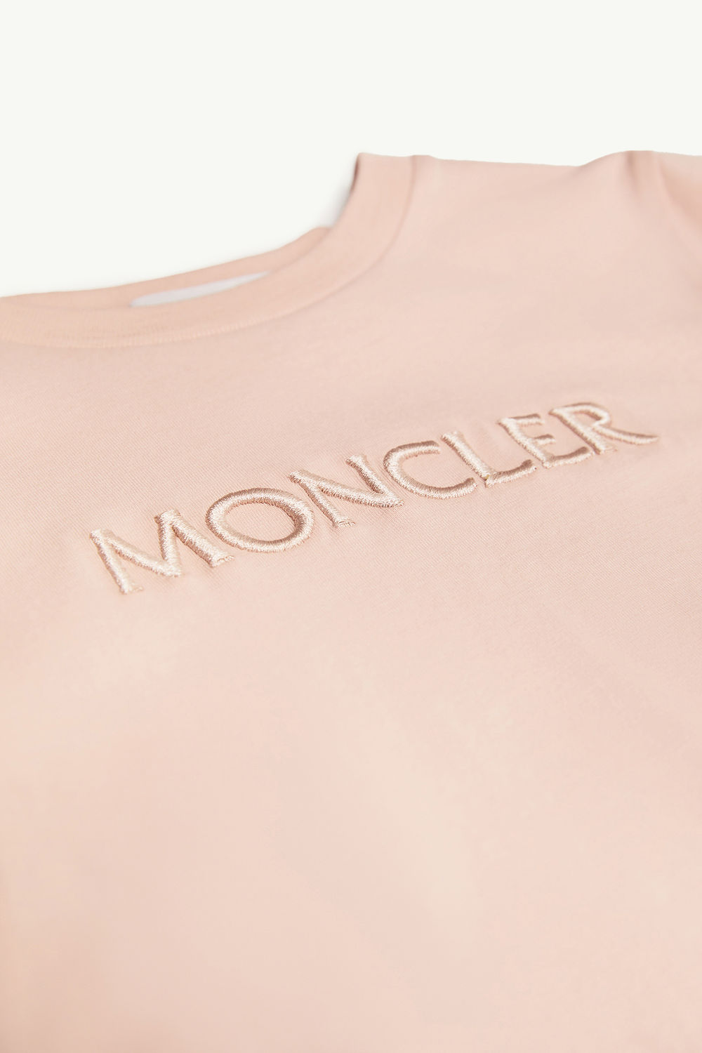 Embroidered Logo Cotton T-Shirt Girl Light Pink Moncler 1