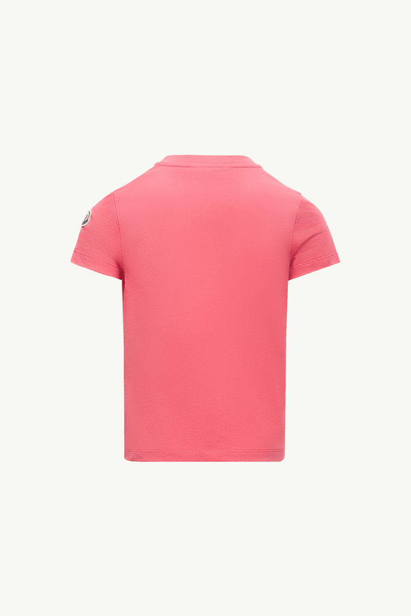Embroidered Logo Cotton T-Shirt Girl Pink Moncler 2