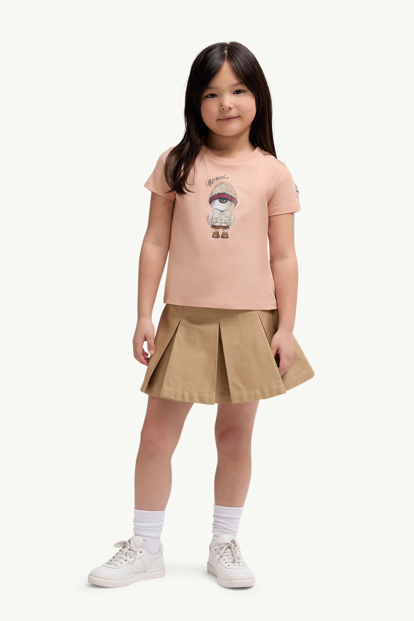 Teddy Bear Motif Cotton T-Shirt Girl Light Pink Moncler 1