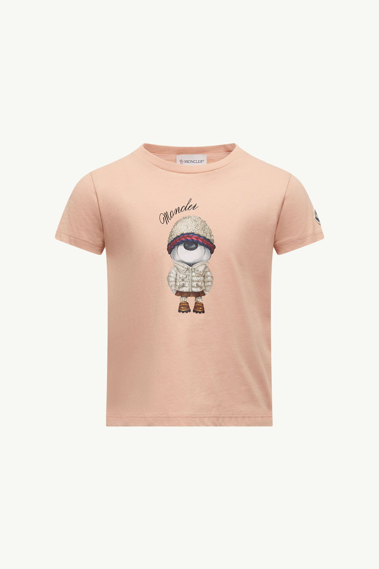 Baumwoll-T-Shirt mit Teddybär-Motiv Mädchen Hellpink Moncler 0