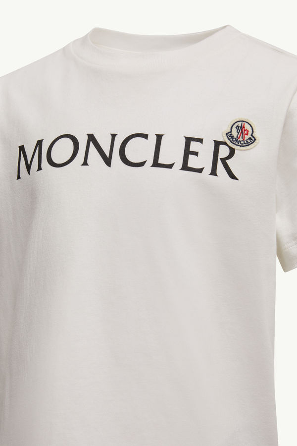 Logo Cotton T-Shirt Boy White Moncler 1
