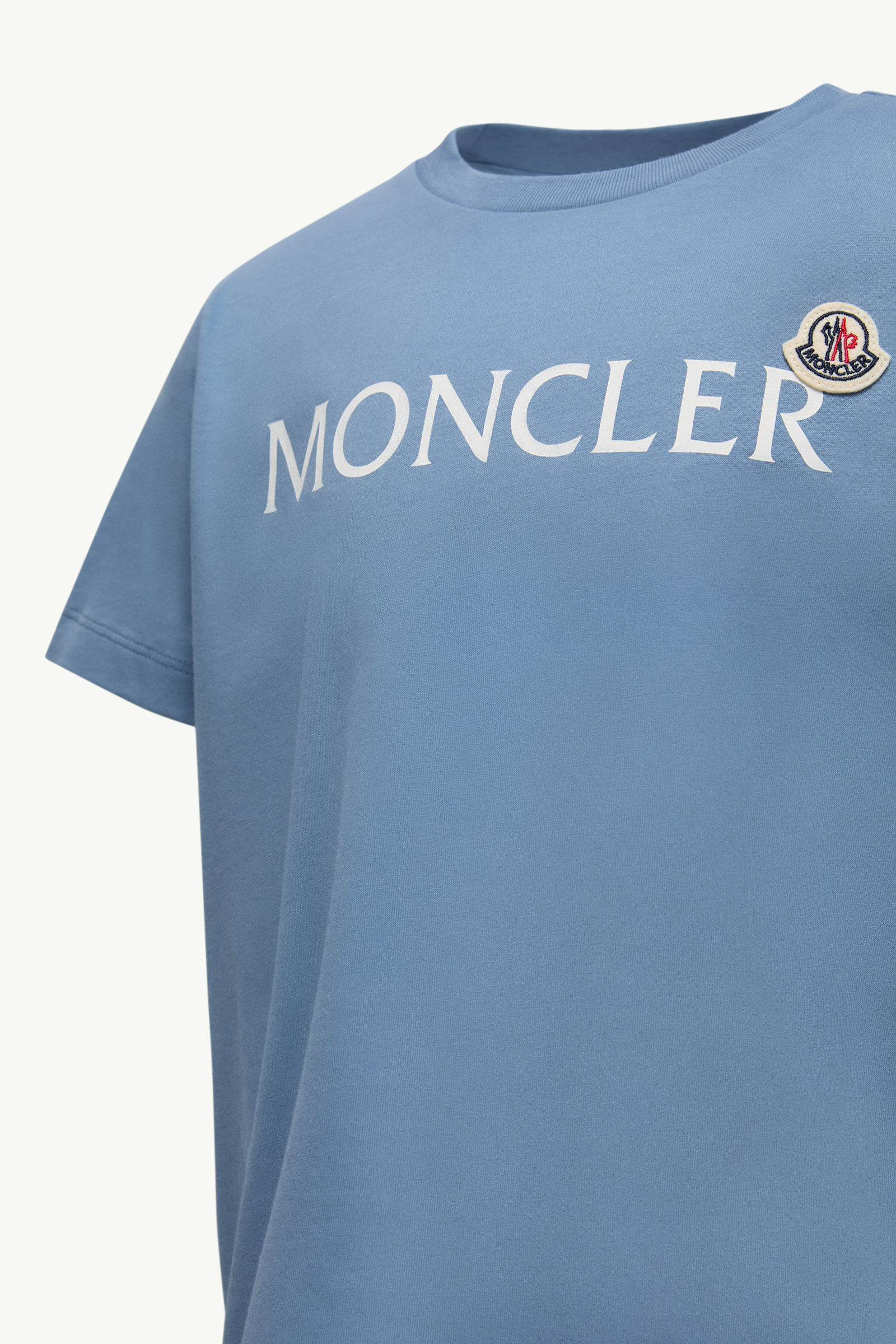 Logo Cotton T-Shirt Boy Cobalt Blue Moncler 2