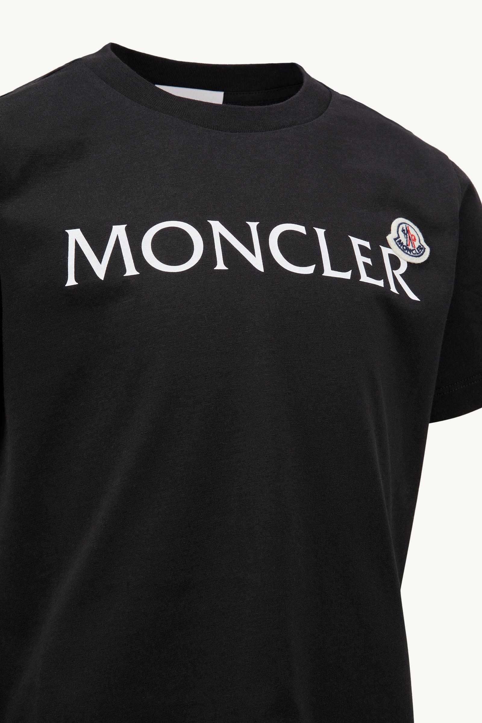 Black Logo Cotton T-Shirt - Polos & T-shirts for Children | Moncler US