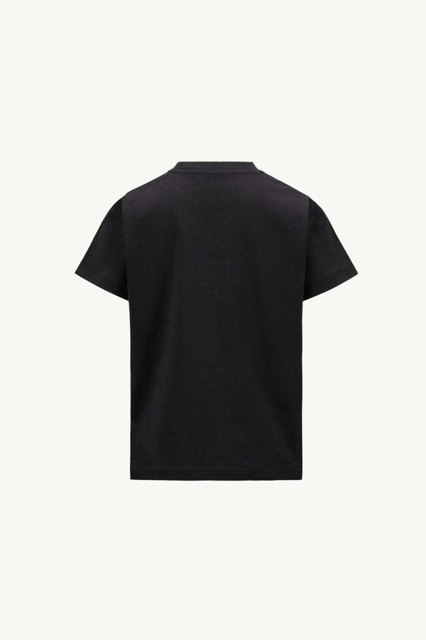 Logo Cotton T-Shirt Boy Black Moncler 3