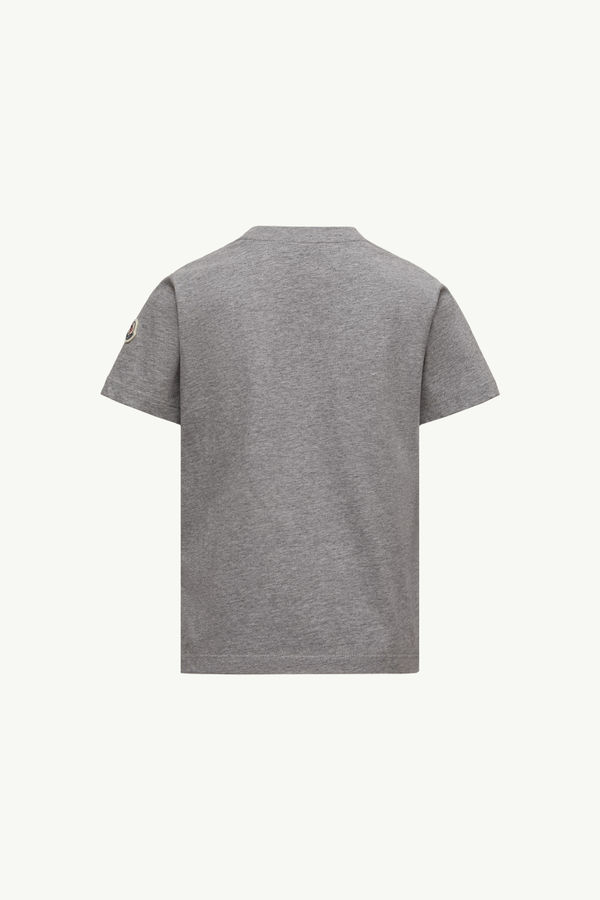 Camiseta de algodón con logotipo texturizado Niño Gris Moncler 2