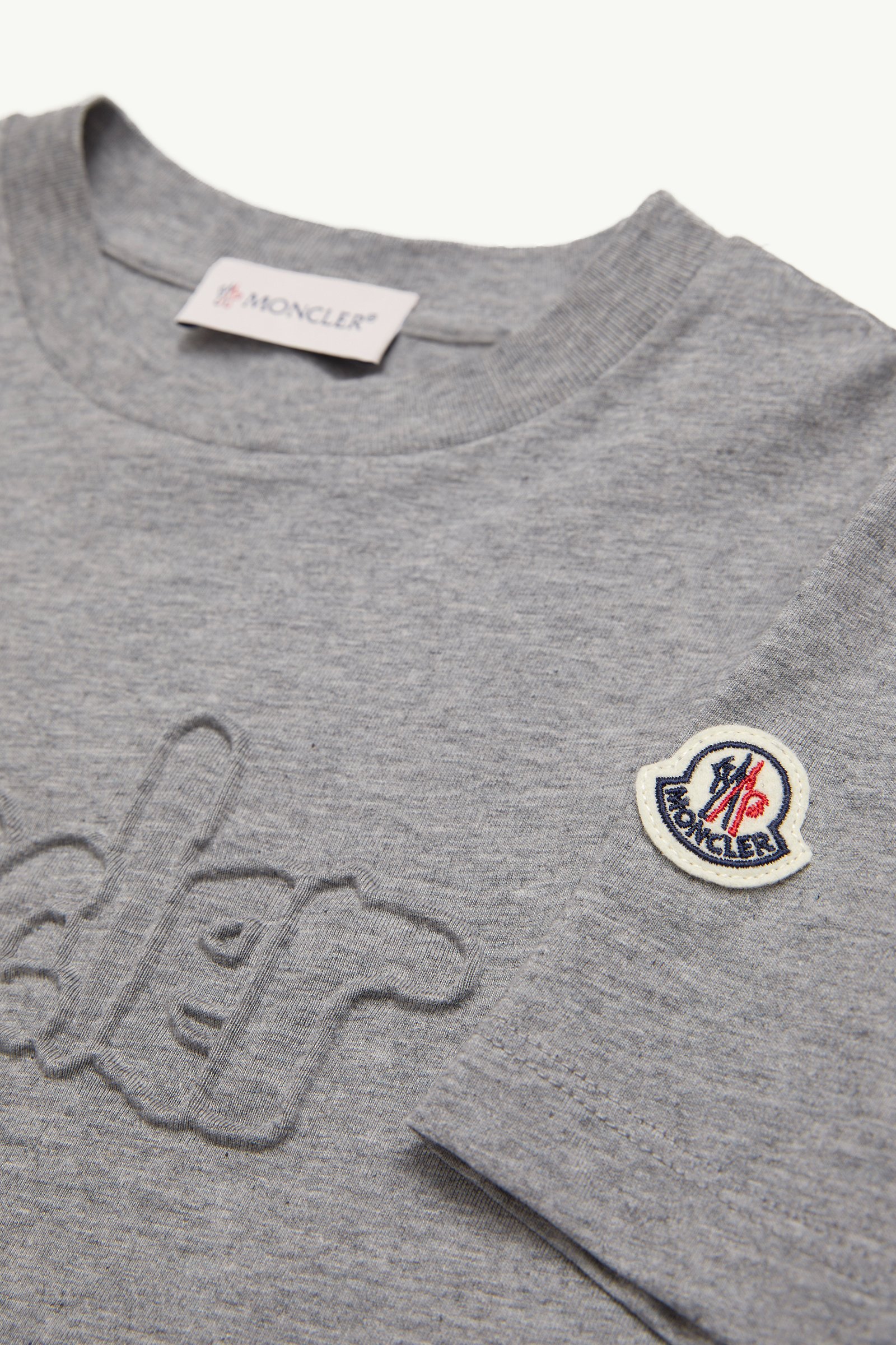 Gray Textured Logo Cotton T-Shirt - Polos & T-shirts for