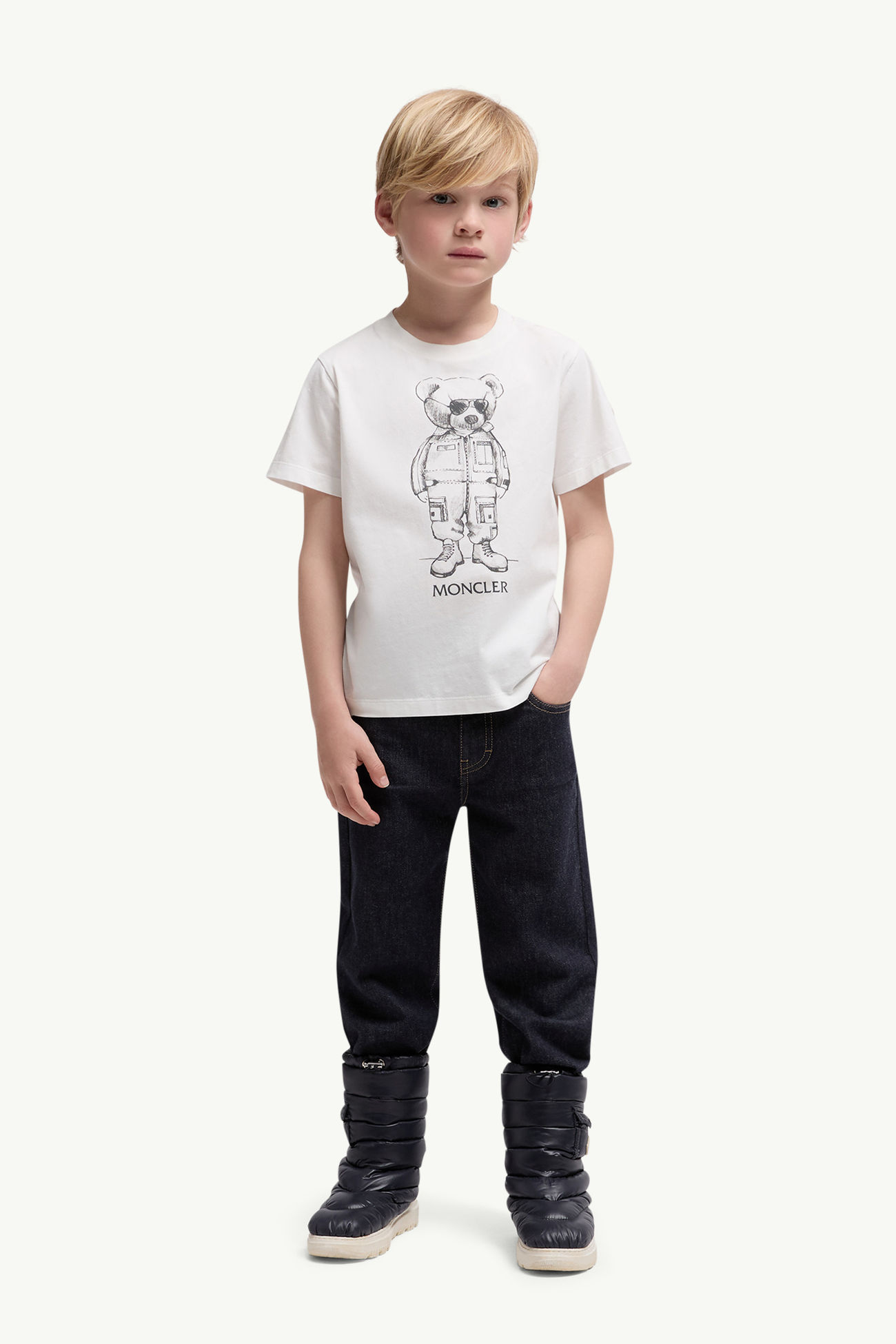 T-Shirt aus Baumwolle mit Print Jungen Weiß Moncler 1