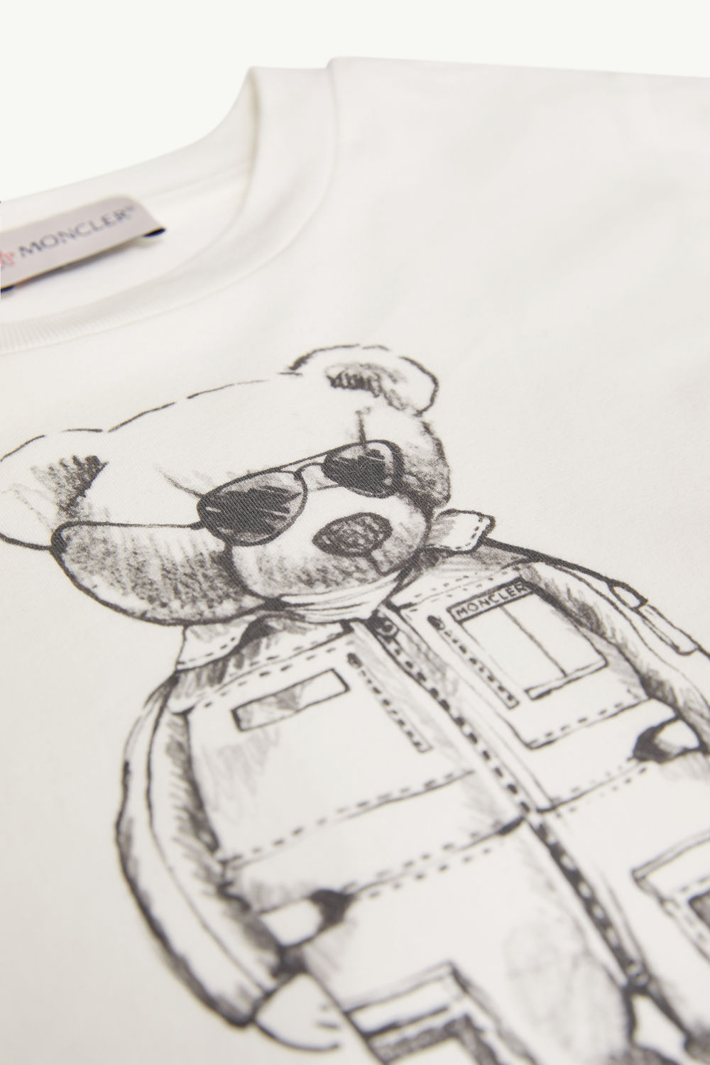 Printed Motif Cotton T-Shirt Boy White Moncler 2