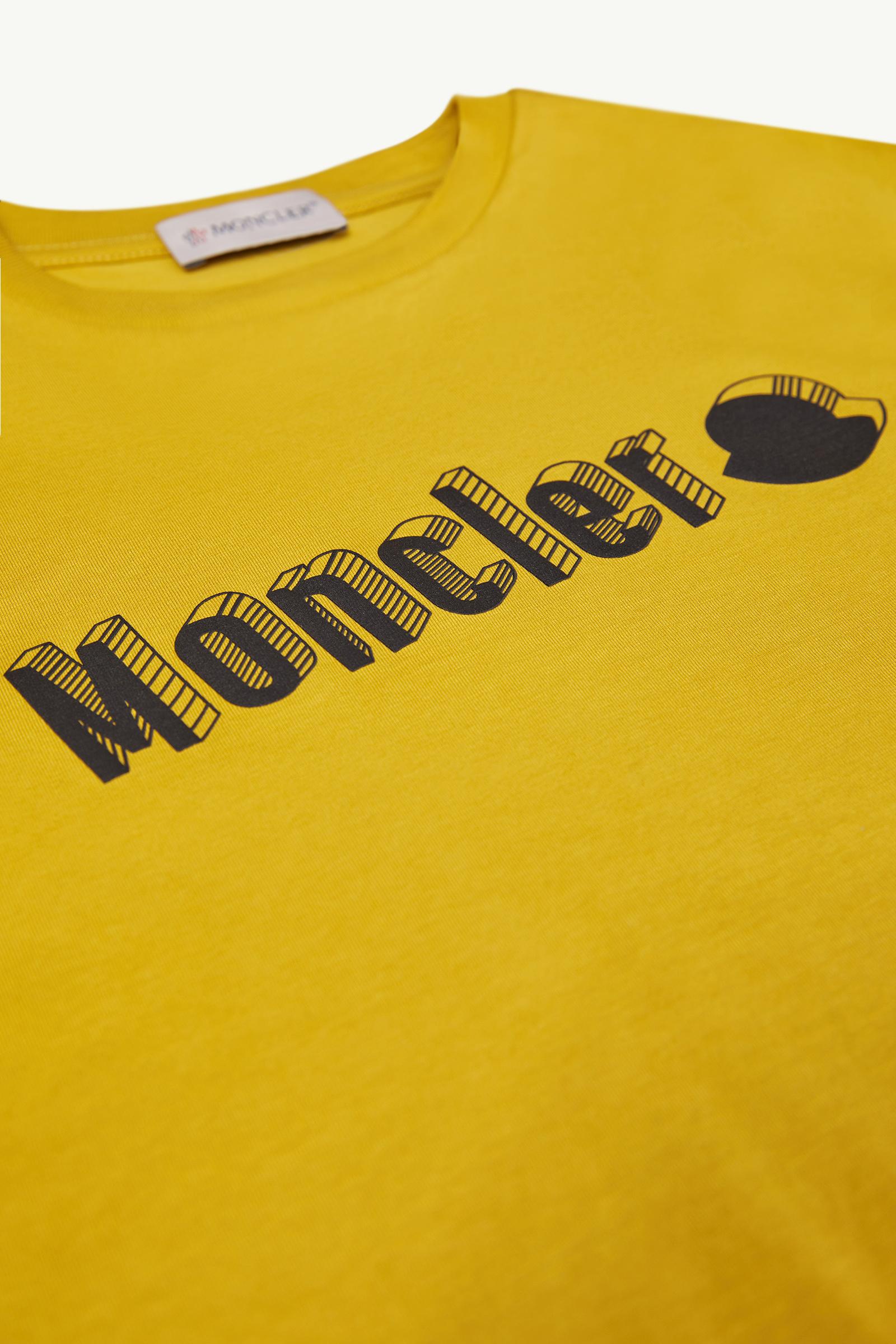 Printed Motif Cotton T-Shirt Boy Yellow Moncler 1
