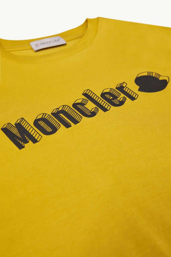 T-shirt in cotone con motivo stampato Bambino Giallo Moncler 1