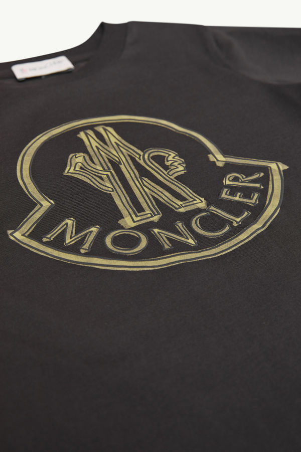 Scribble Logo Cotton T-Shirt Boy Black Moncler 1