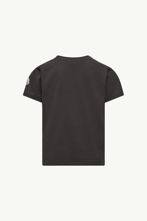 Scribble Logo Cotton T-Shirt Boy Black Moncler 2