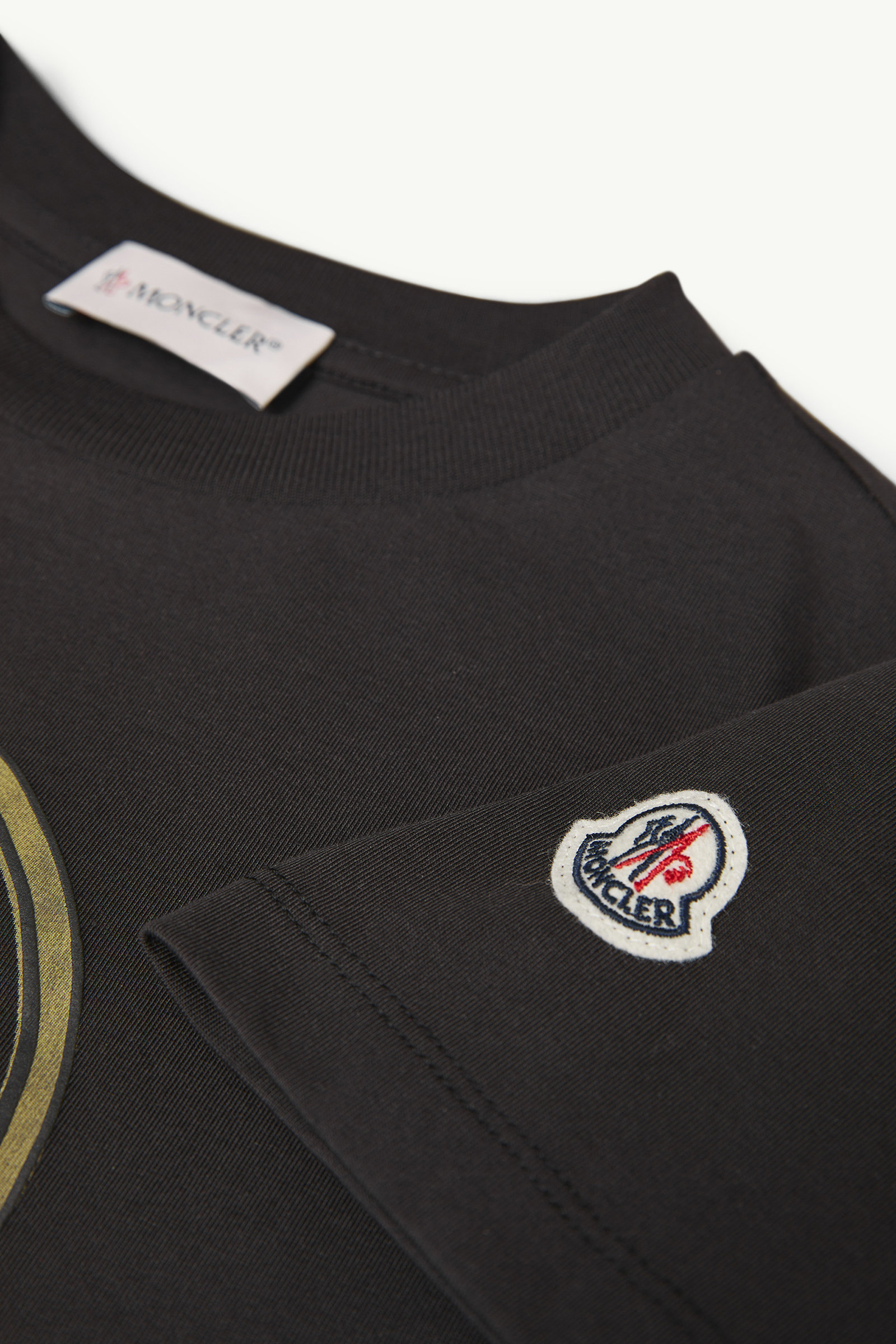 Scribble Logo Cotton T-Shirt Boy Black Moncler 3