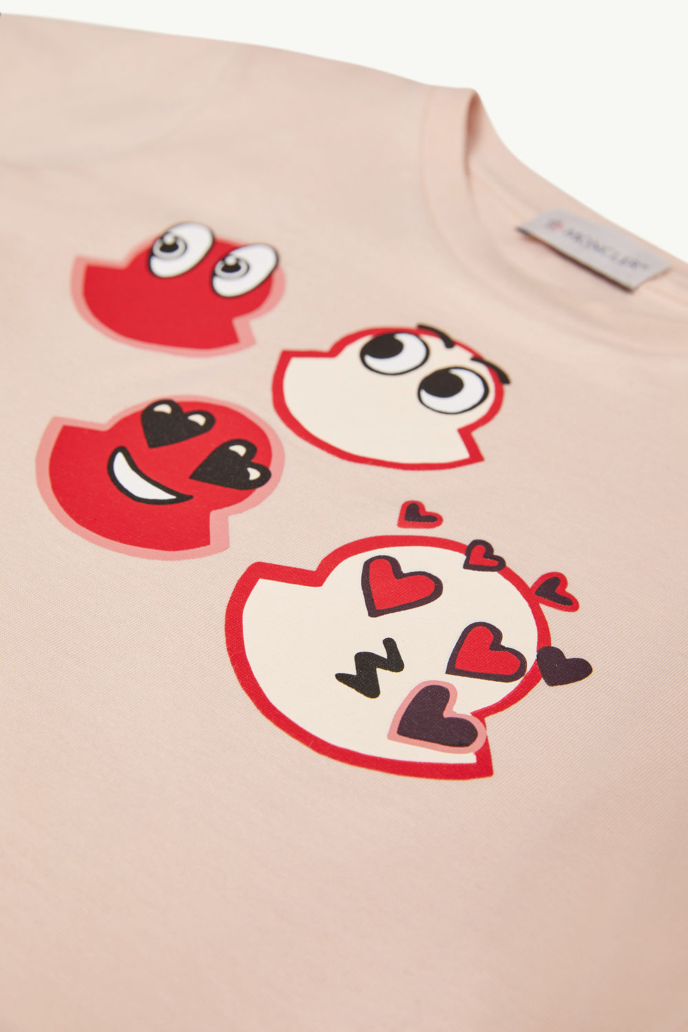 Emoji Logo Cotton T-Shirt Girl Light Pink Moncler 1