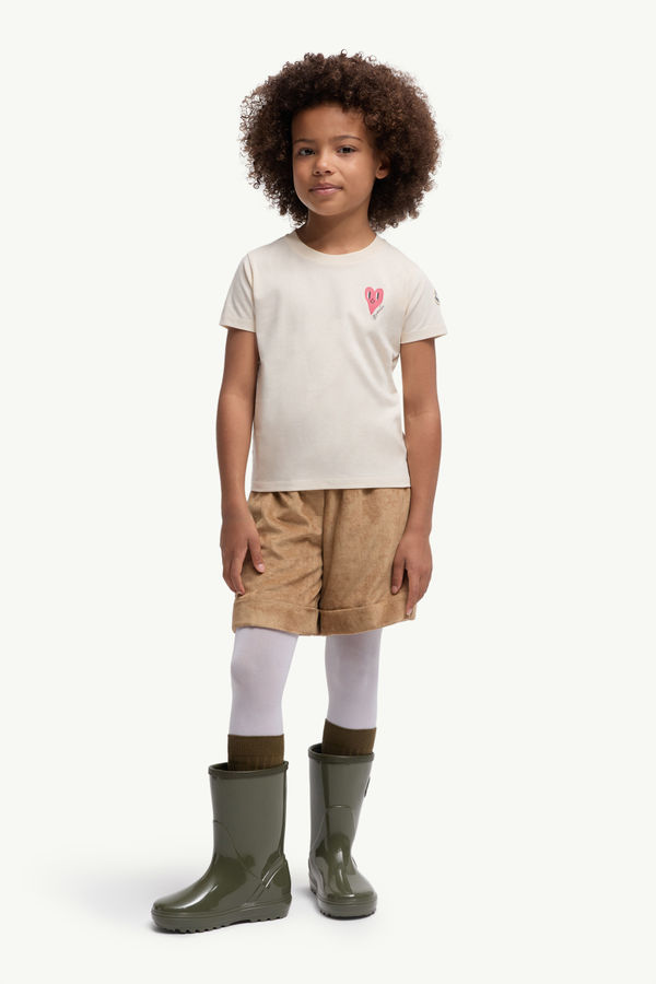 Heart Logo Cotton T-Shirt Girl White Moncler 1