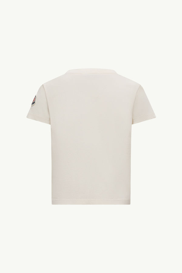 Heart Logo Cotton T-Shirt Girl White Moncler 3