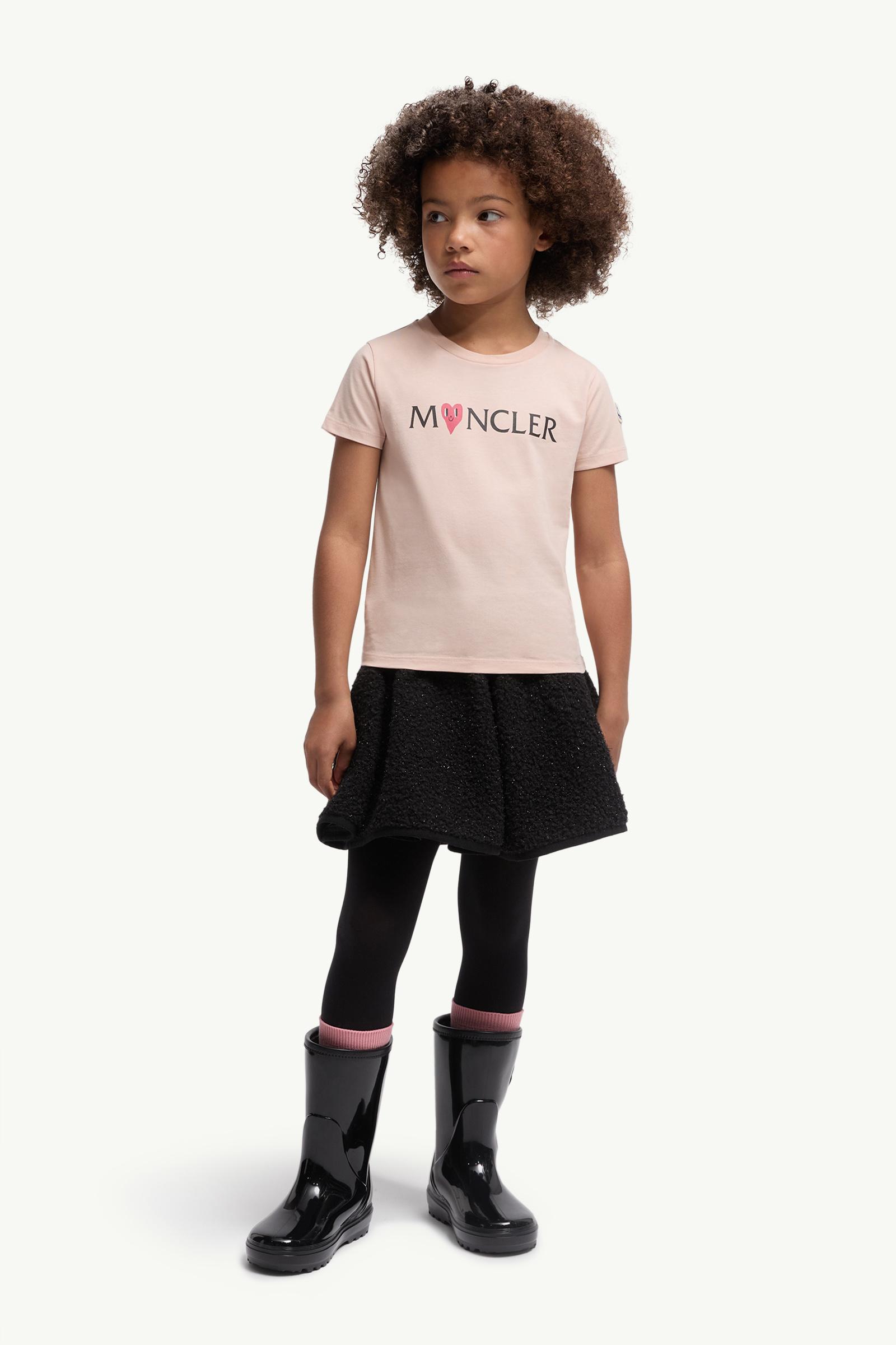 Heart Logo Cotton T-Shirt Girl Light Pink Moncler 1