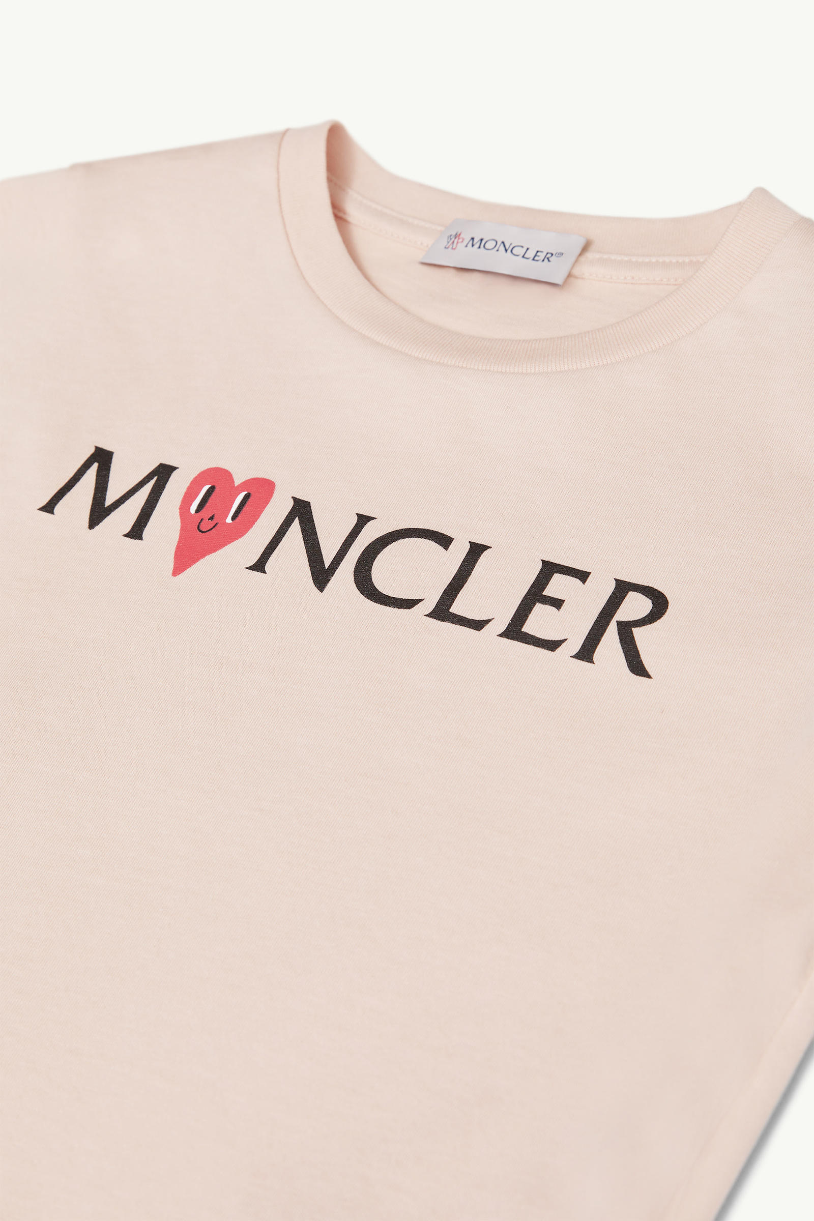 Heart Logo Cotton T-Shirt Girl Light Pink Moncler 2