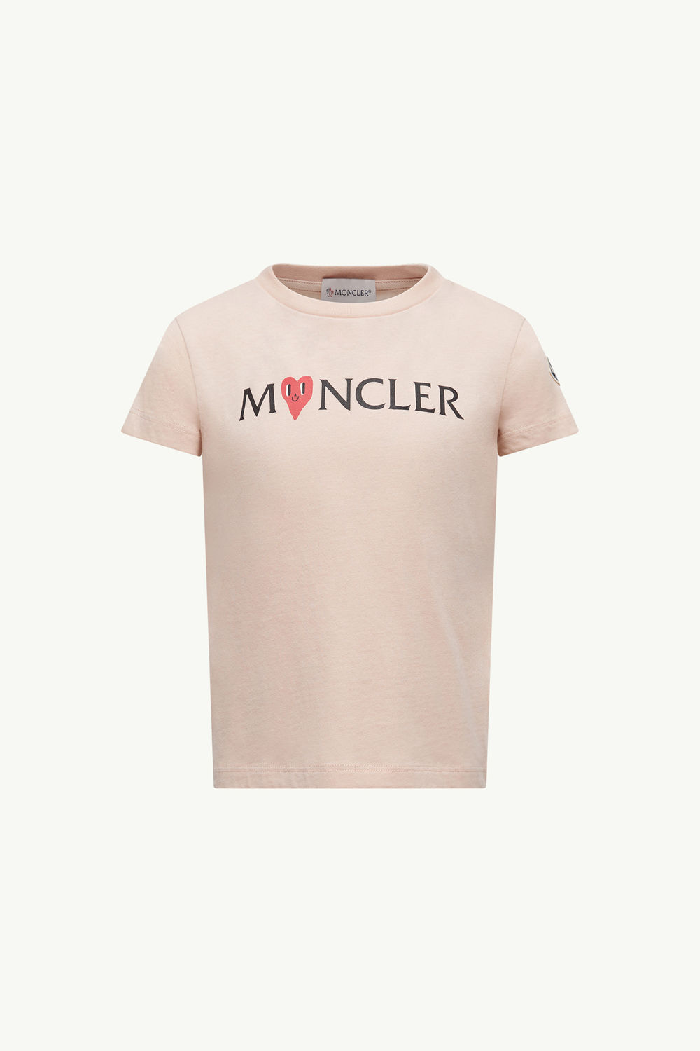 Heart Logo Cotton T-Shirt Girl Light Pink Moncler 0