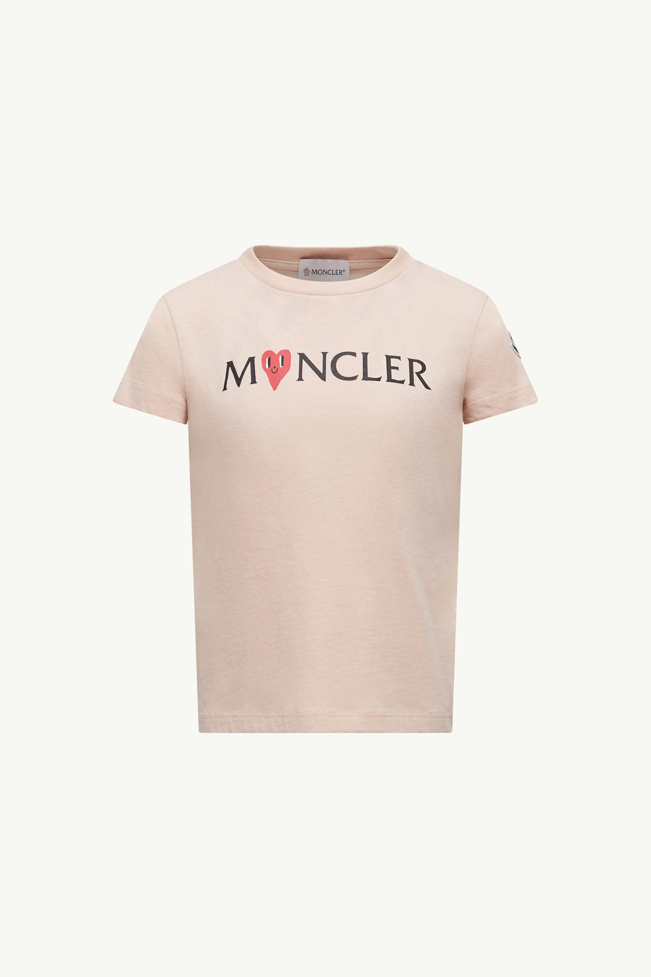 T-Shirt aus Baumwolle mit Herzlogo Mädchen Hellpink Moncler 0