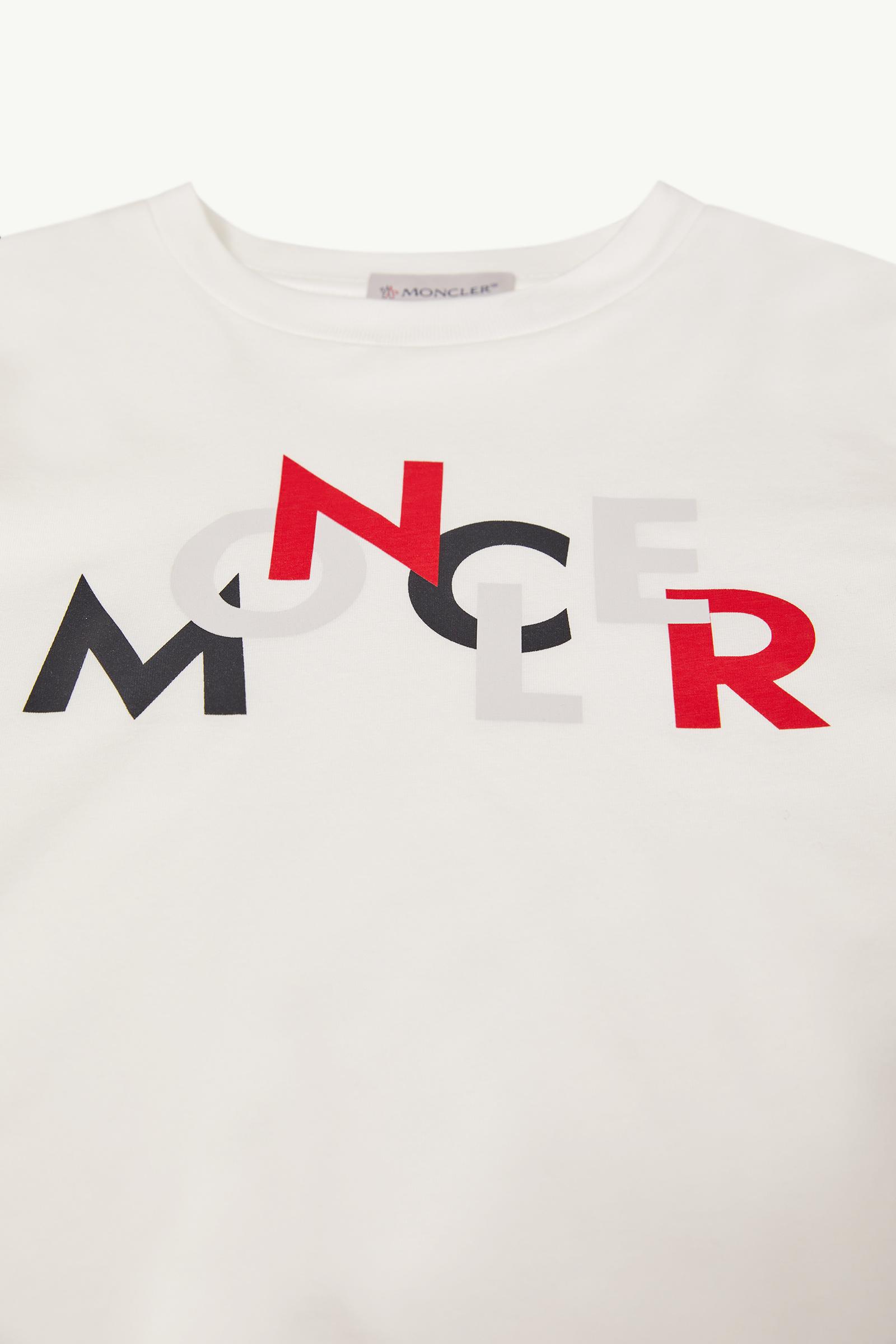 Logo Long Sleeve Cotton T-Shirt Boy White Moncler 1