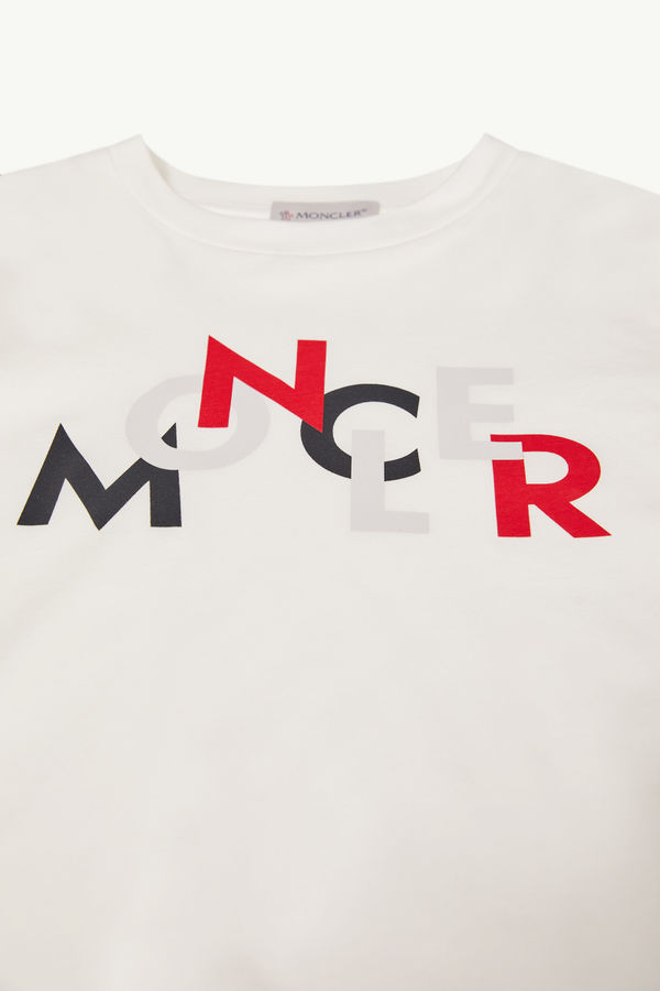 Logo Long Sleeve Cotton T-Shirt Boy White Moncler 1