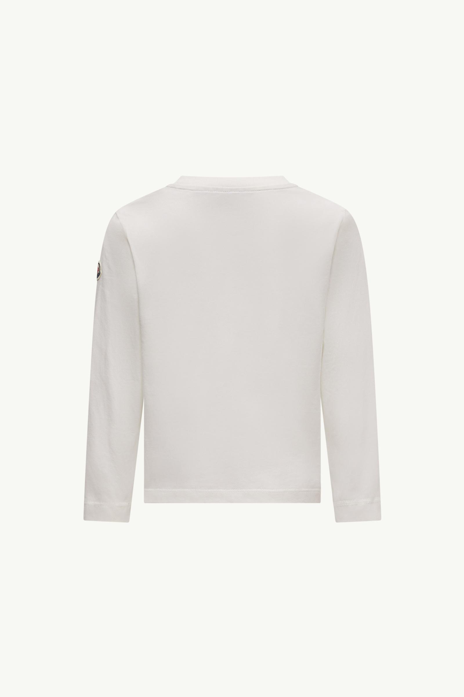 White Logo Long Sleeve Cotton T-Shirt - Polos & T-shirts for