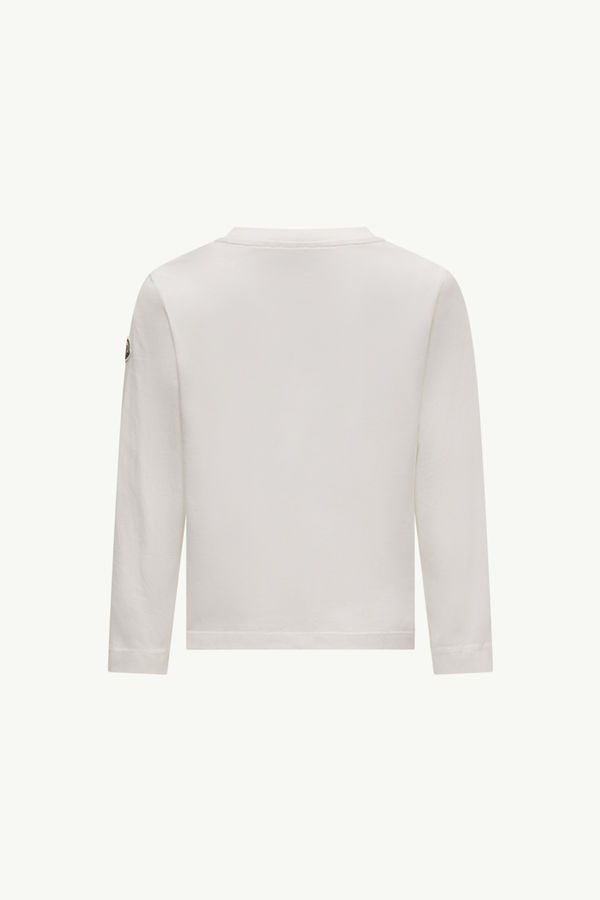 Logo Long Sleeve Cotton T-Shirt Boy White Moncler 2