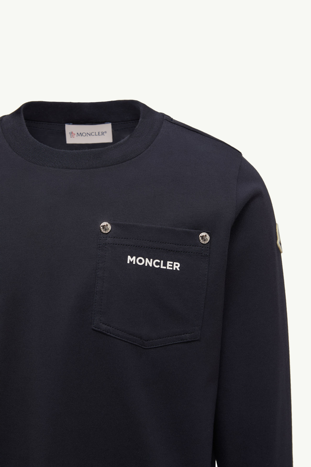 男童标识长袖棉质口袋T恤 男童 海军蓝色 Moncler 4