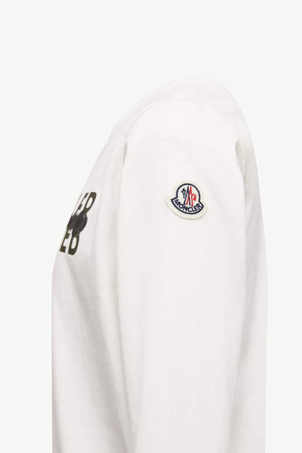 Logo Motif Long Sleeve Cotton T-Shirt Boy White Moncler 2