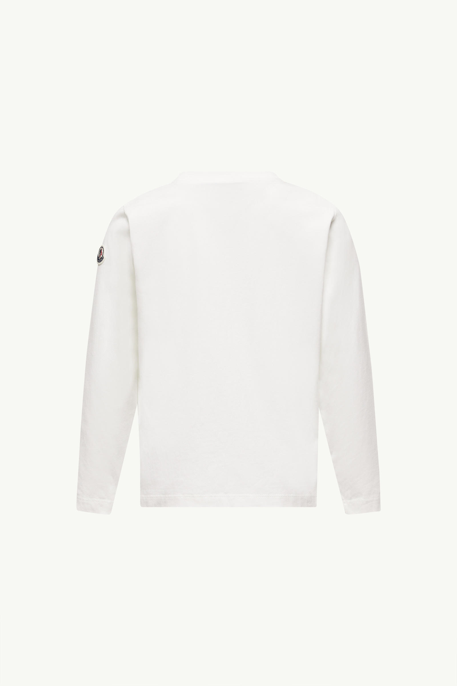 Logo Motif Long Sleeve Cotton T-Shirt Boy White Moncler 3