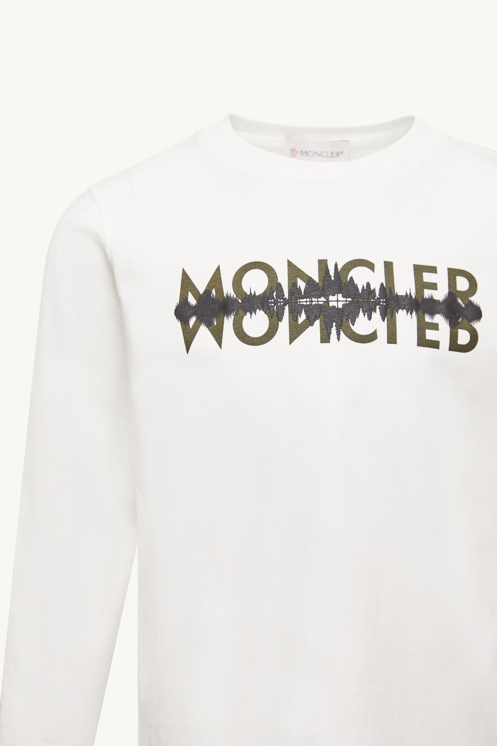 Logo Motif Long Sleeve Cotton T-Shirt Boy White Moncler 4