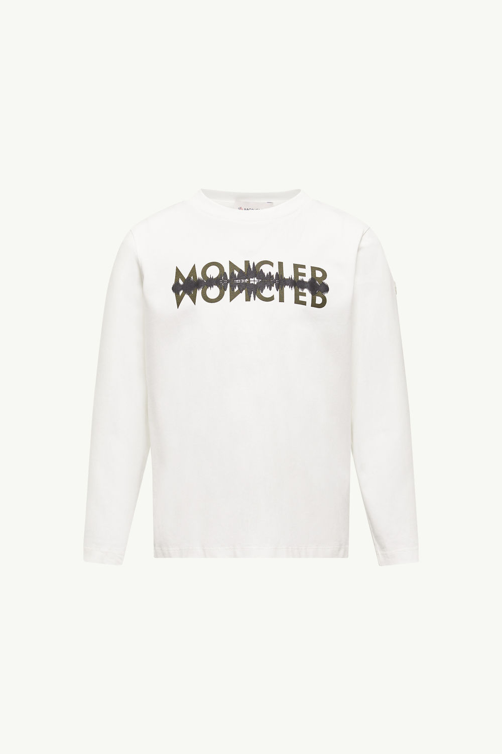 Logo Motif Long Sleeve Cotton T-Shirt Boy White Moncler 0
