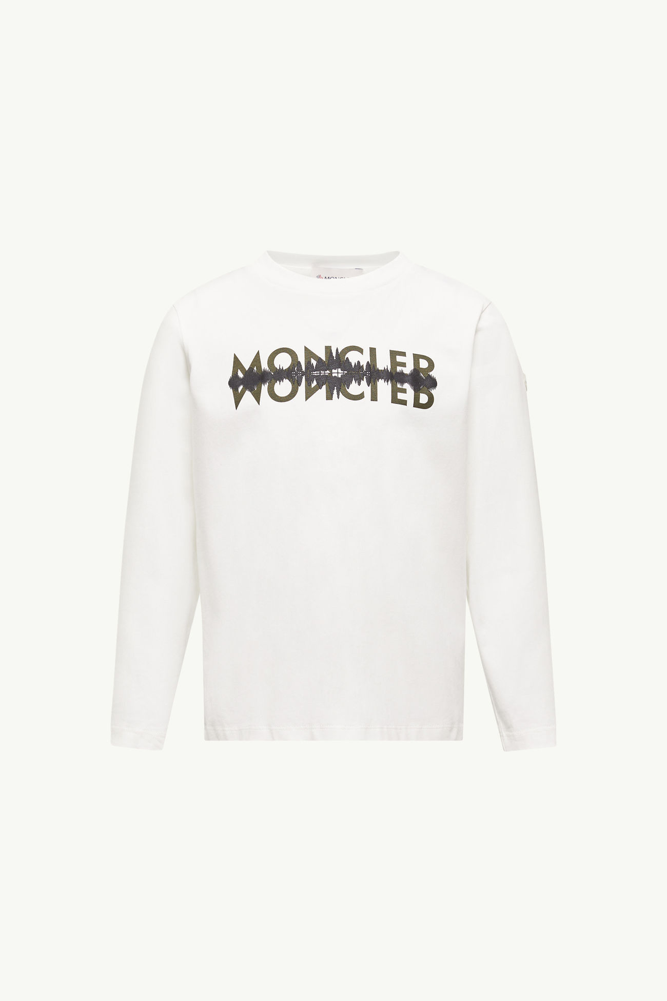 T-shirt a maniche lunghe in cotone con motivo logato Bambino Bianco Moncler 0