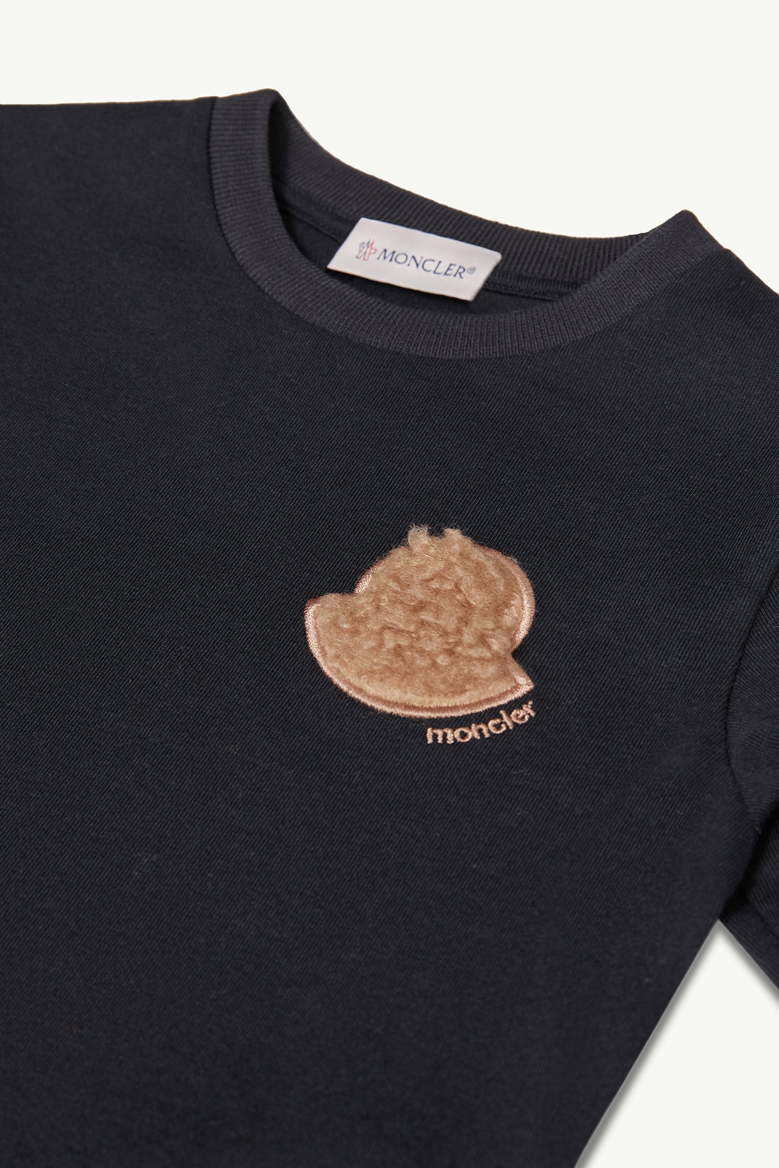 Teddy Logo Long Sleeve Cotton T-Shirt Girl Black Moncler 1