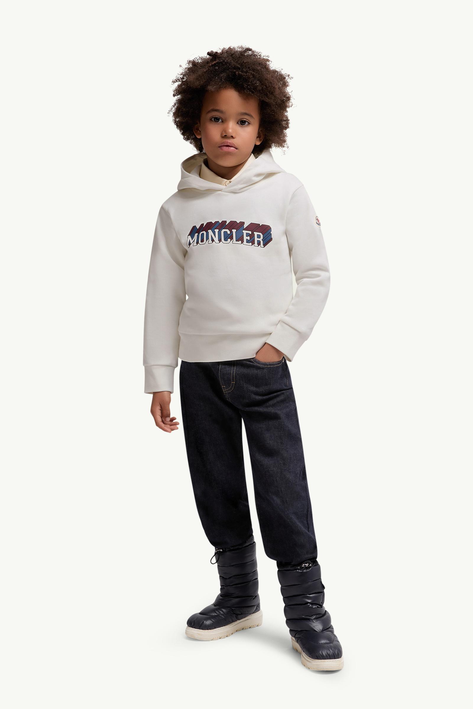 White Logo Motif Cotton Hoodie - Sweatshirts & Knitwear for