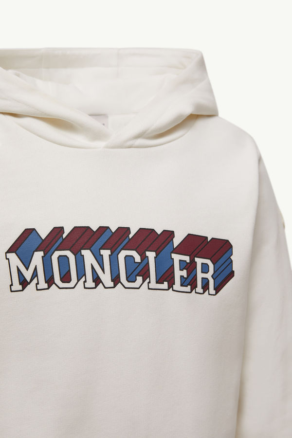 Logo Motif Cotton Hoodie Boy White Moncler 4
