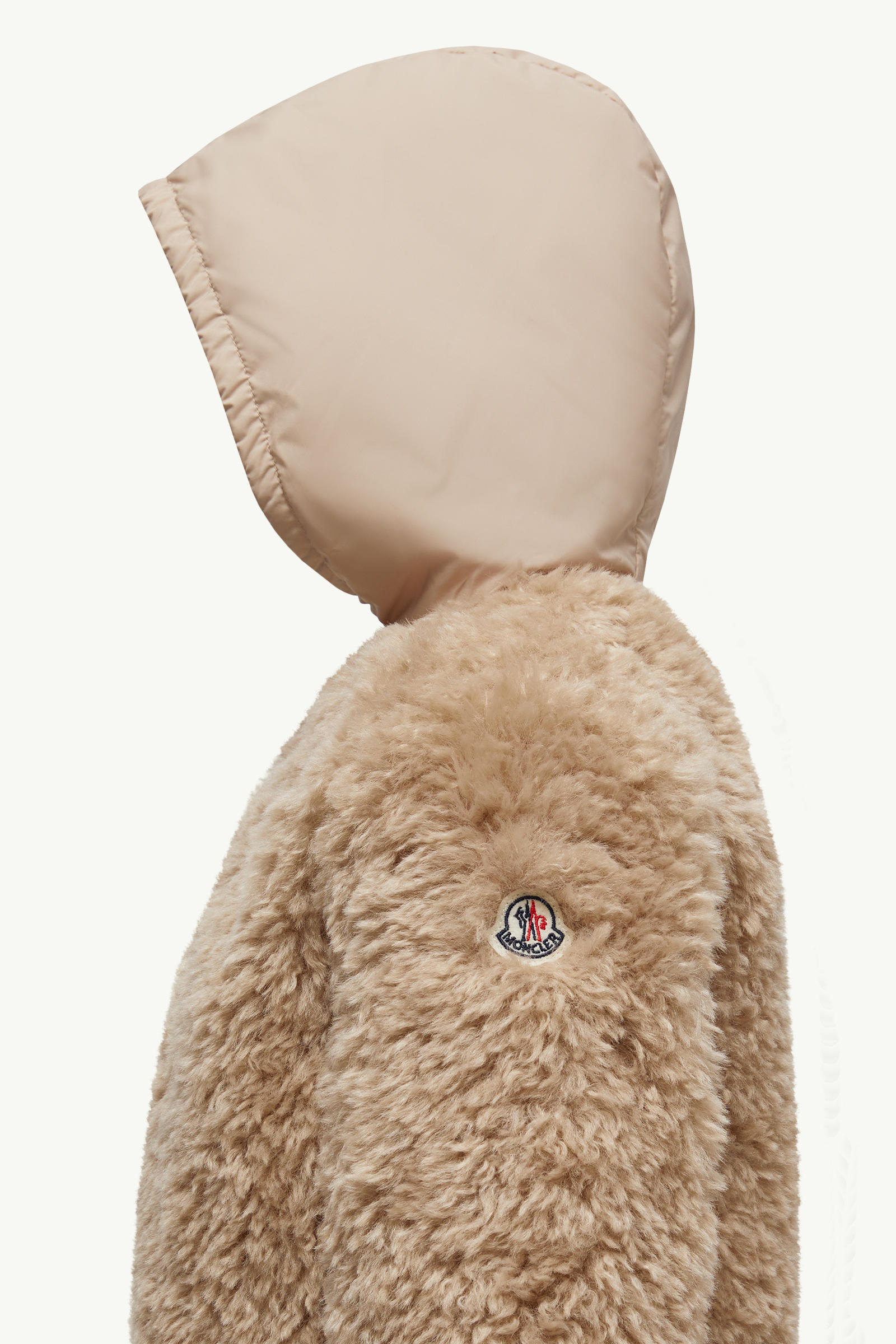 Teddy Zip-Up Hoodie Girl Beige Moncler 2
